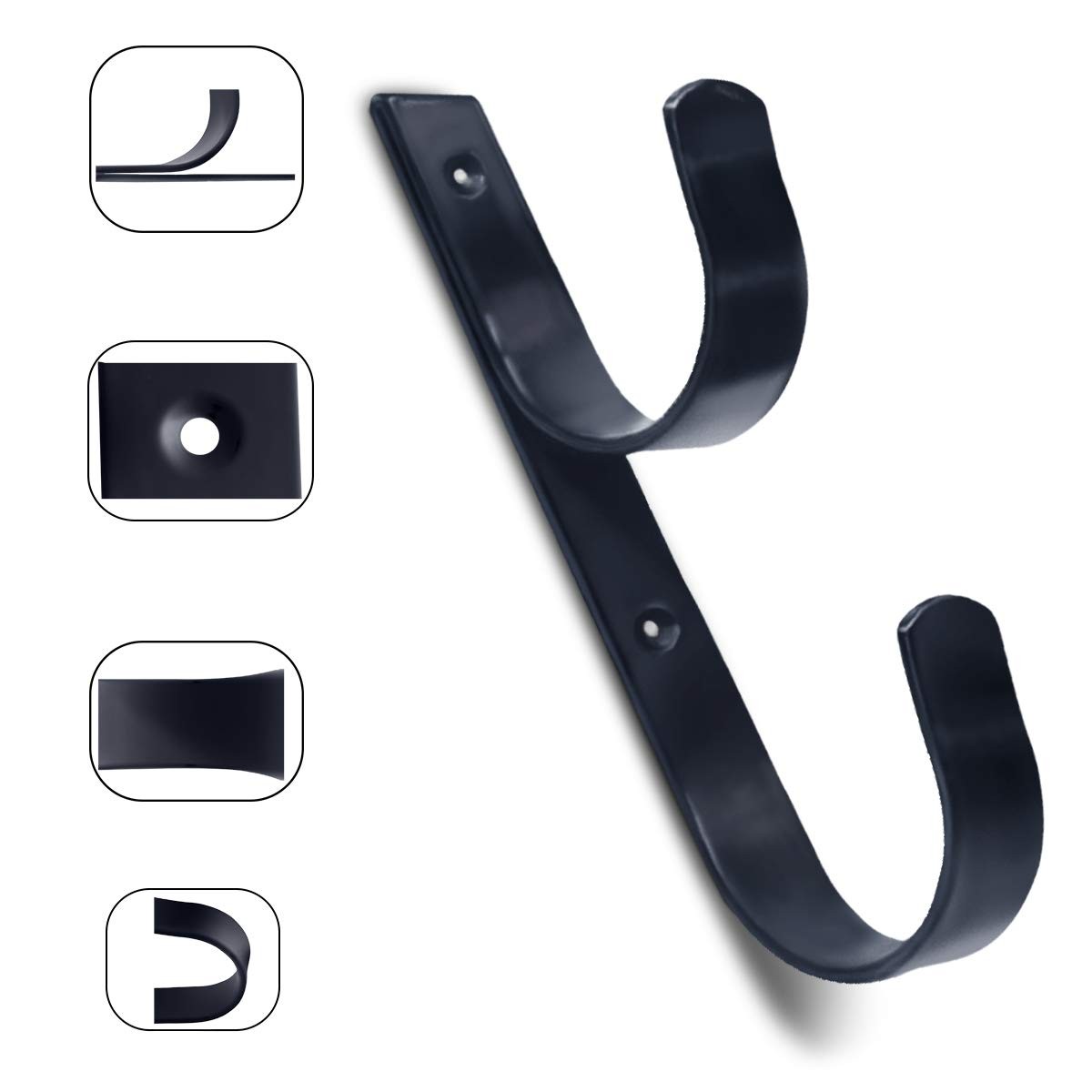 4 PCS Set Wide Pool Pole Hangers Heavy Duty Black Aluminium Holder Hooks with…