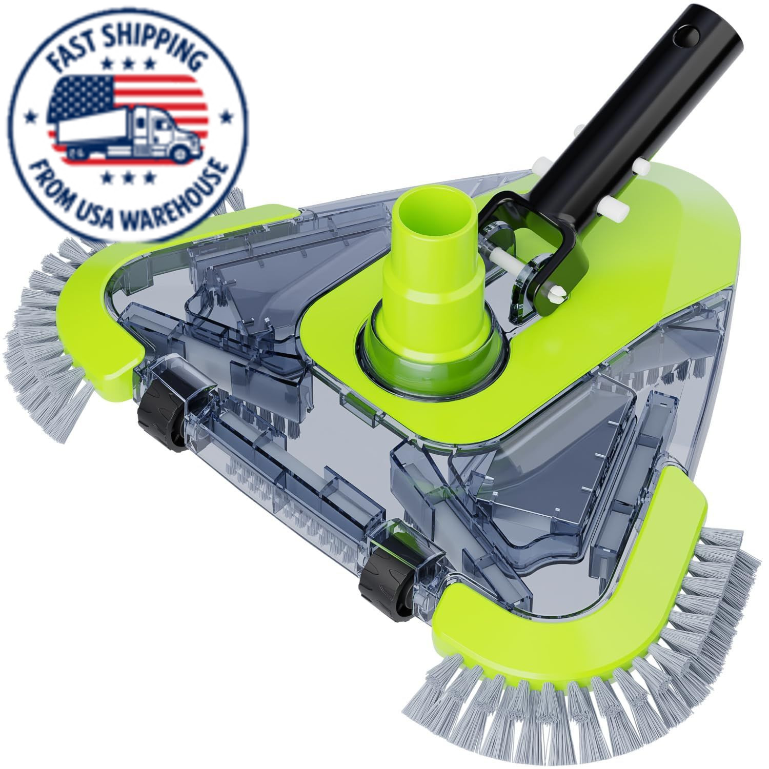 Upgrade Pool Vacuum Head with Wheels & Side Brushes, Universal Green