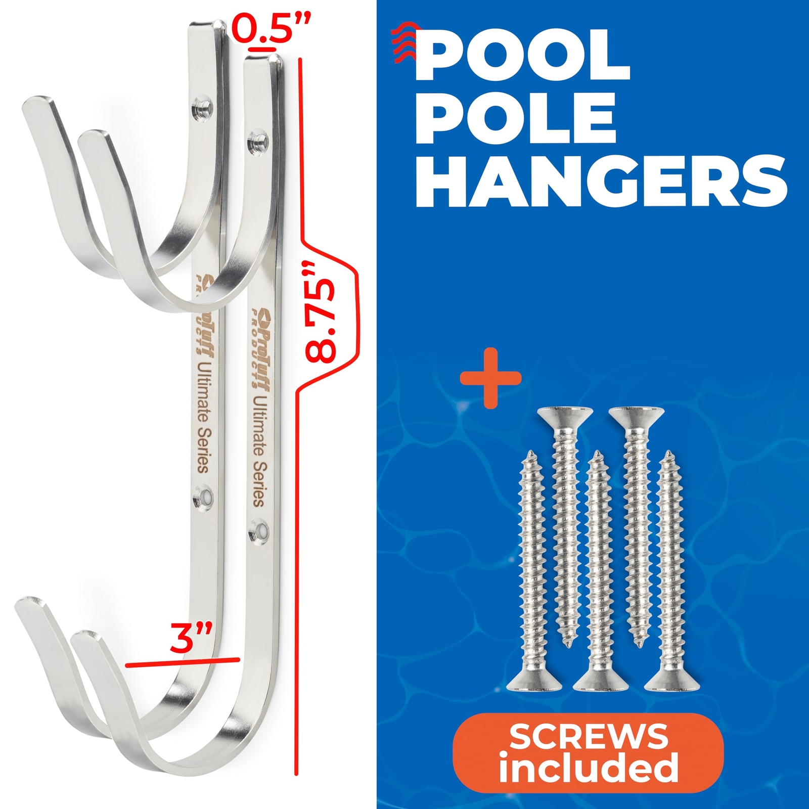 Never Rust Pool Pole Hangers – 2 ProTuff Heavy Duty Double Hooks w/Unlimited …