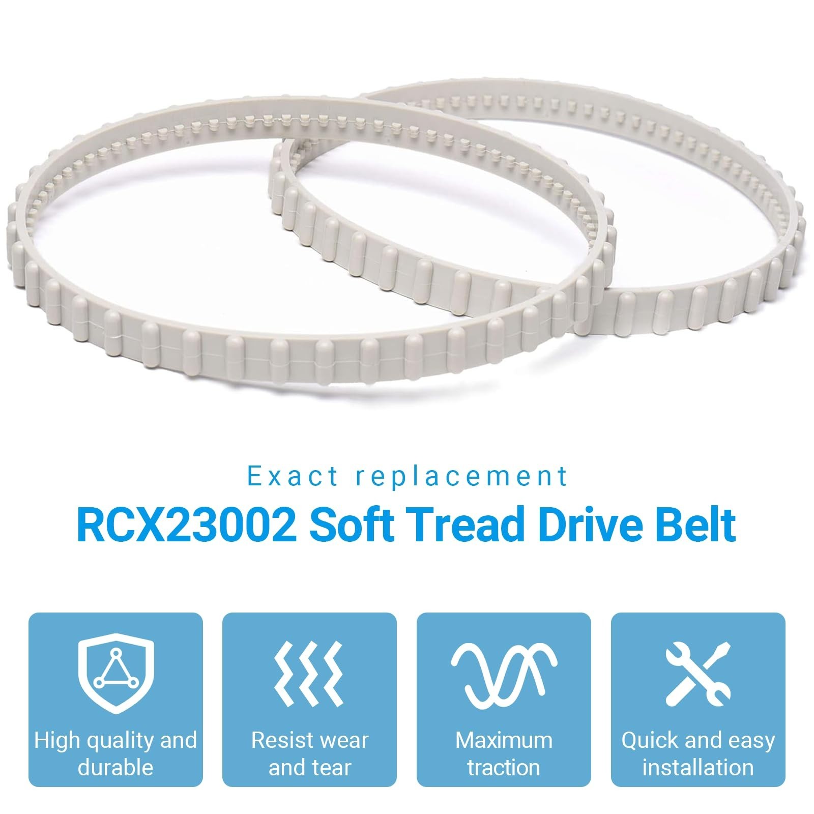 2 Pack Soft Tread Drive Belt – Heavy-Duty Rubber Replacement for Aquavac Tiger S