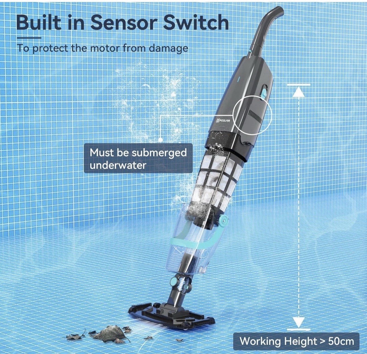 PoolMr Cordless Handheld Pool Vacuum Rechargeable Cleaner 18.5 GPM 60Min