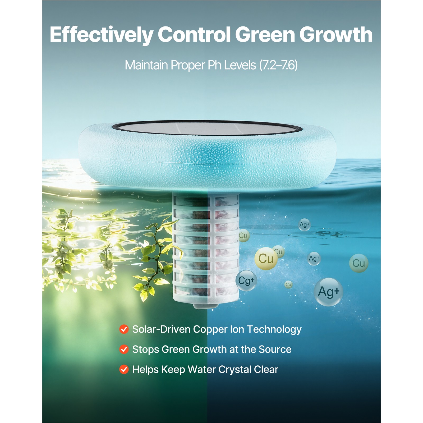 Uimoso Solar Pool Ionizer Hexagon System for Pools Up to 45000 Gal Eco-Friendly