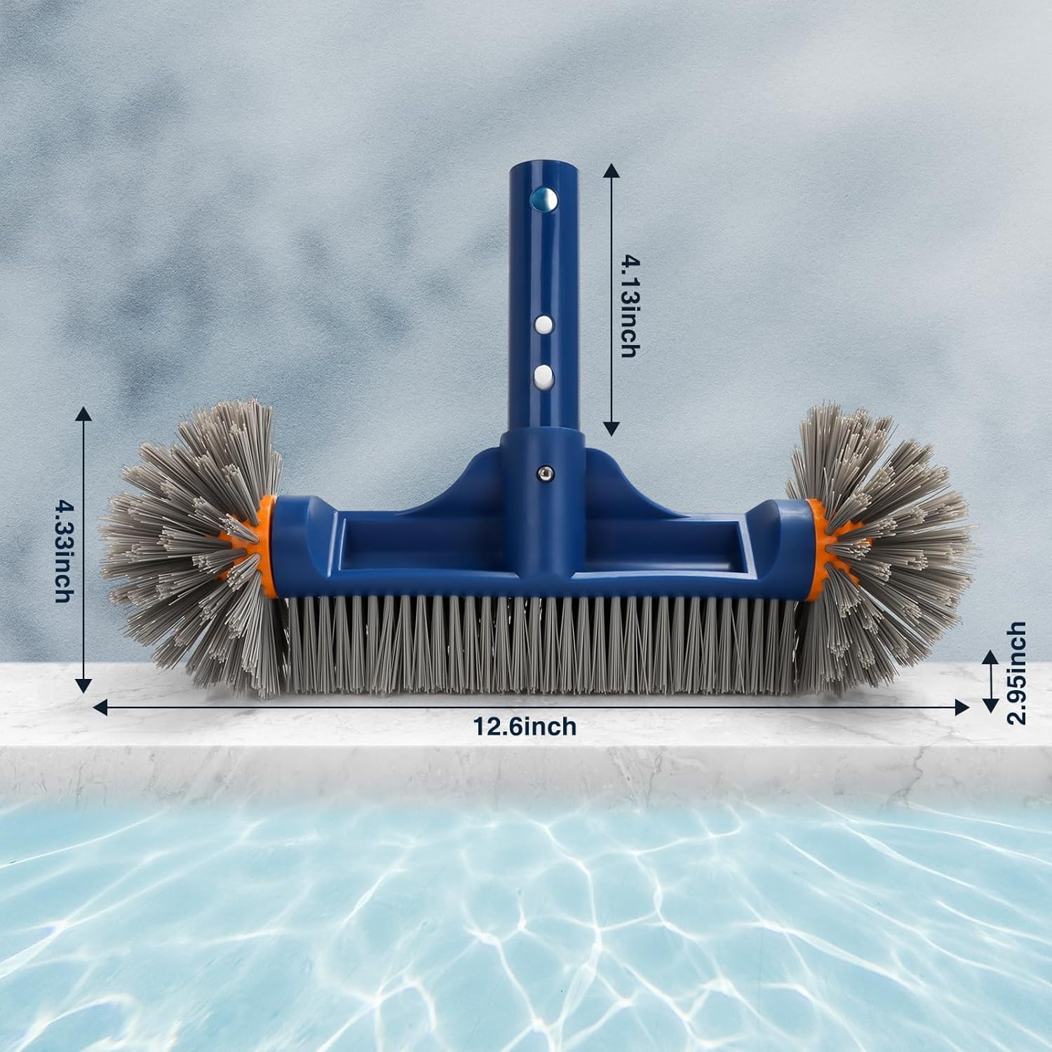 Pool Brush Head with round Ends, 12.5 » High-Efficiency Pool Brush for Cleaning