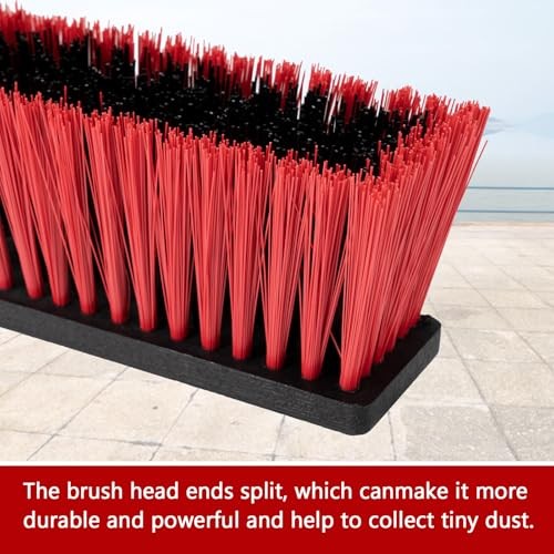 18 Inch Heavy Duty Push Broom Outdoor with 63&Prime; Long Handle Stiff Bristle Brush