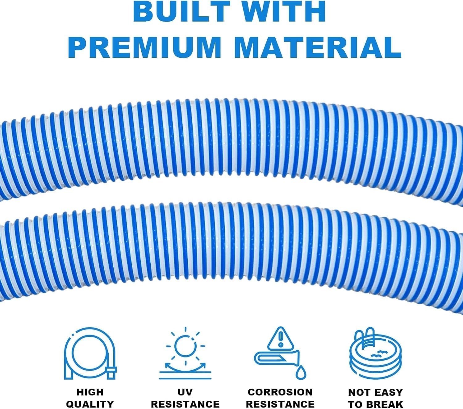 Pool Vacuum Hose 2-Pack, 40&Prime; Spiral-Wound, Blue