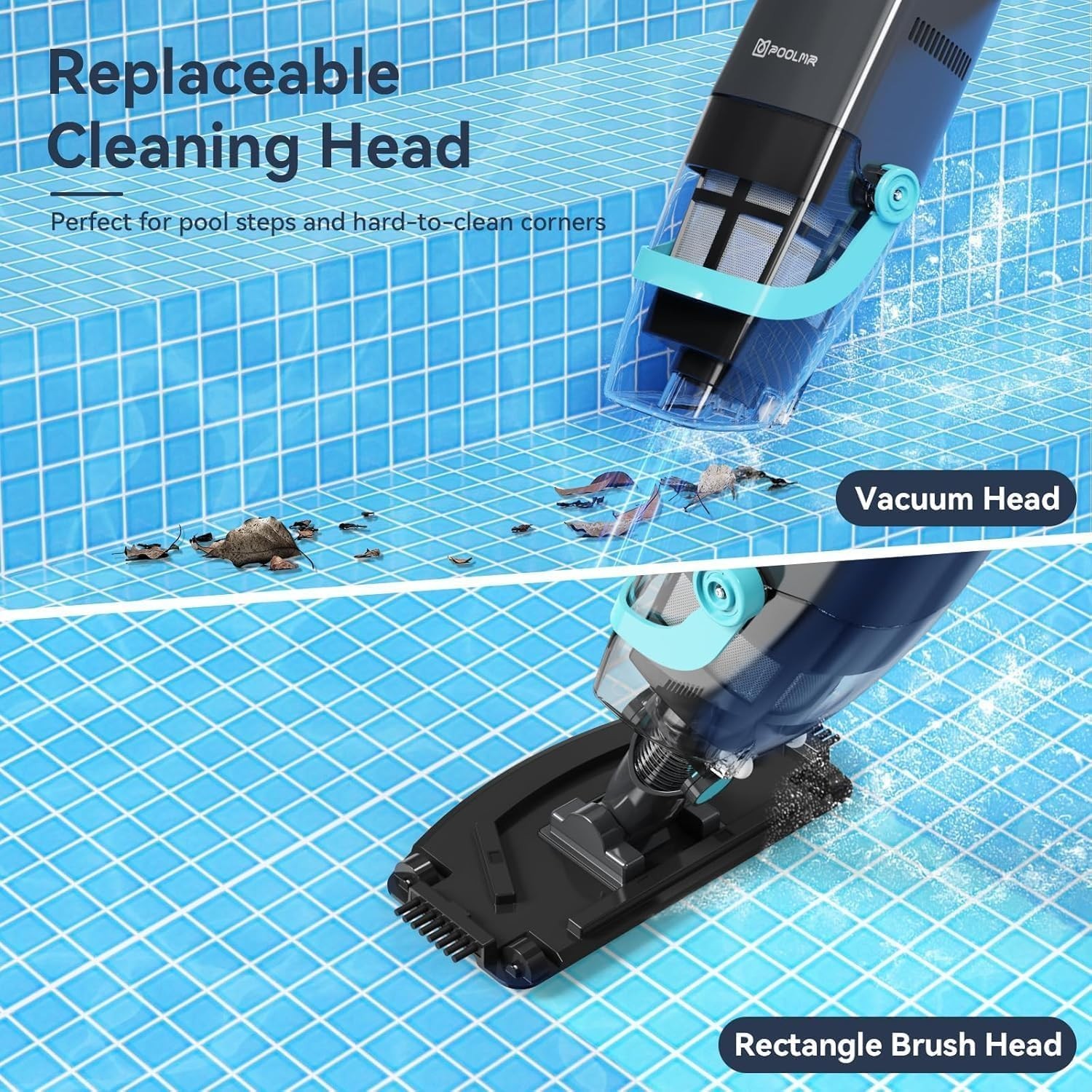 Black Cordless Handheld Pool Vacuum Rechargeable 16 GPM Strong Suction