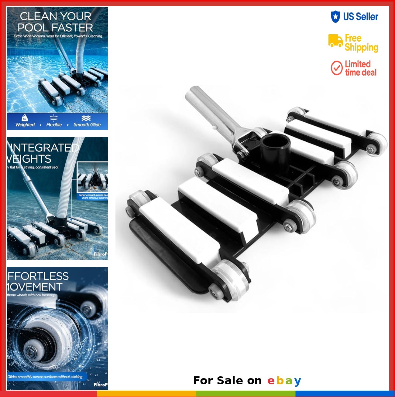 Pool Vacuum Head 14.4 Inch Weighted Flexible Design Inground Above Ground 1.5