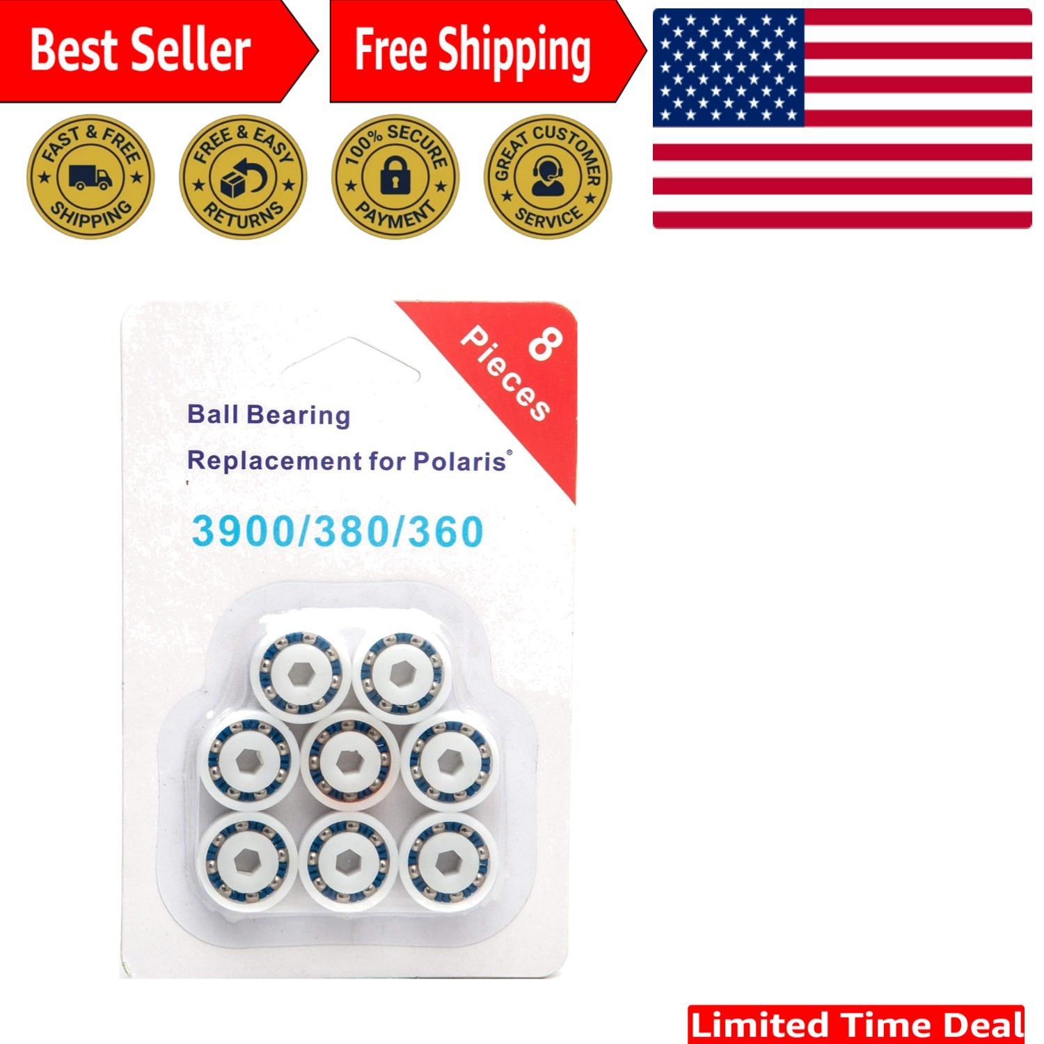 Durable 9-100-1108 Ball Bearings for Smooth Operation in Polaris Pool Cleaners