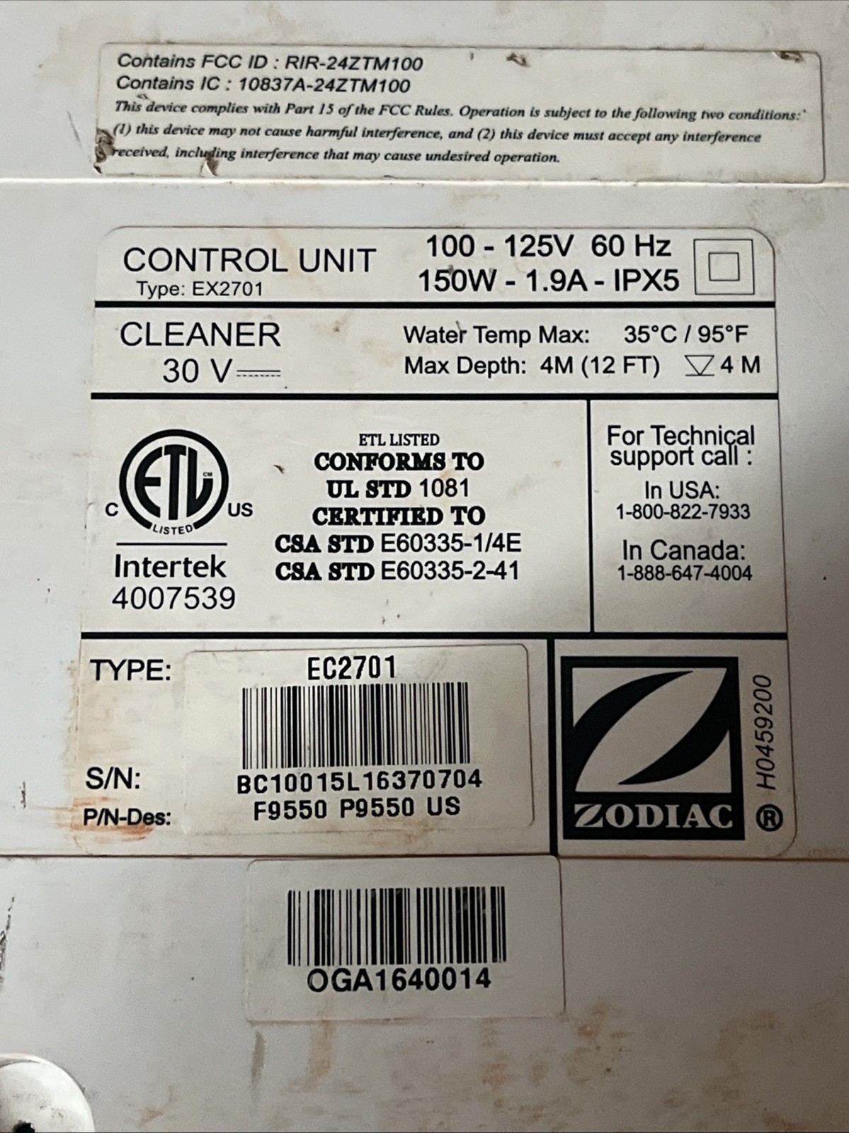 PARTS or Repair POL ARIS 9550 CONTROL UNIT F9550 P9550 EC2701