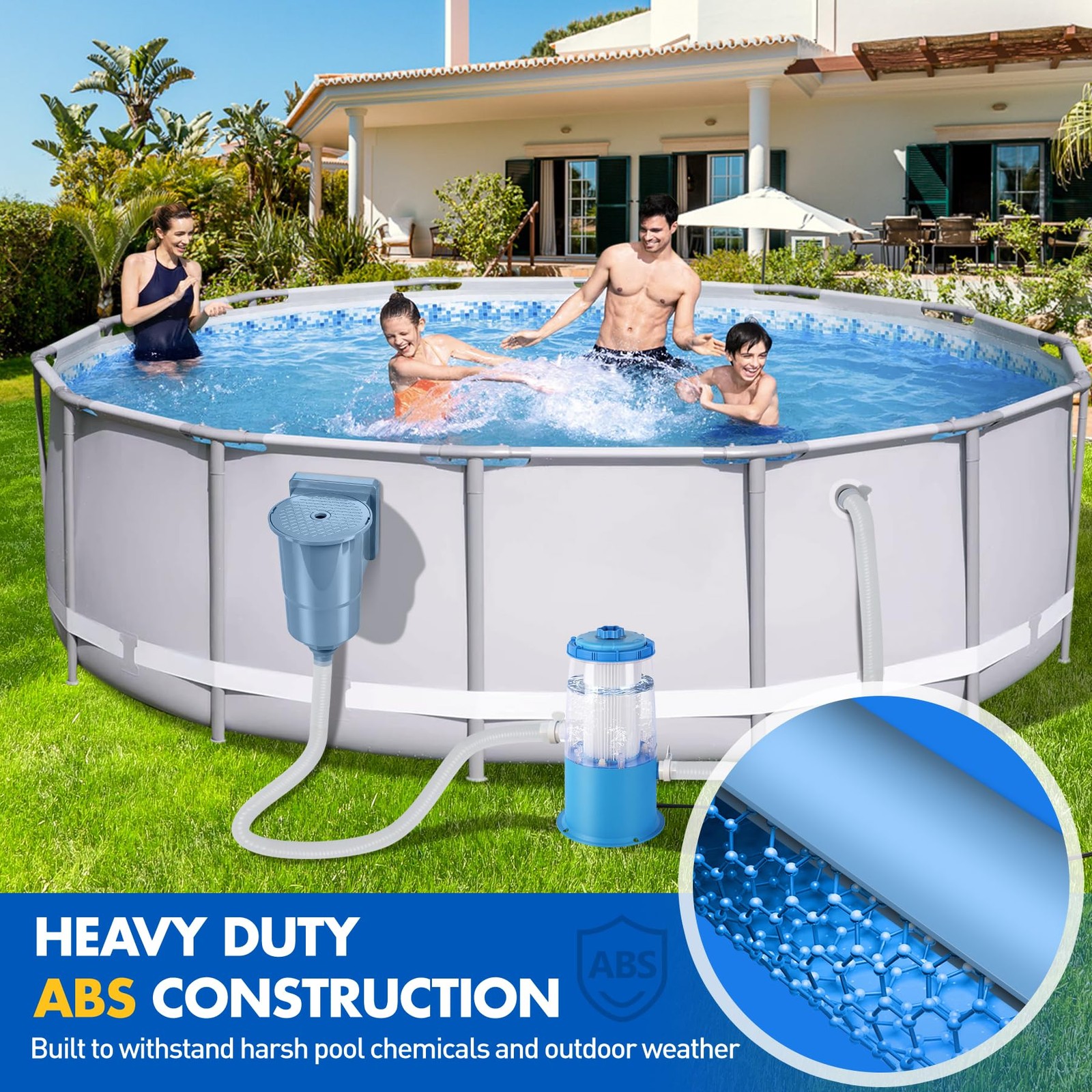 DeeprClean Through Wall Skimmer for Above Ground Pool, Heavy Duty Wall Mount P