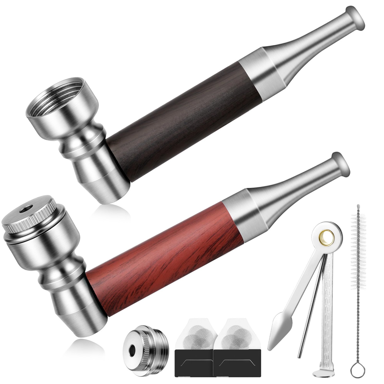 Sivaopa 2-Pack Tobacco Pipe Set – Dual Color Mini Smoking Pipes Black & Red