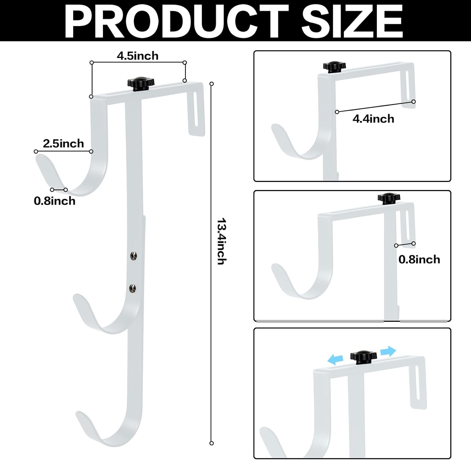 2Pcs White Pool Pole Hangers Adjustable Heavy Duty Swimming Pool Fence Hooks