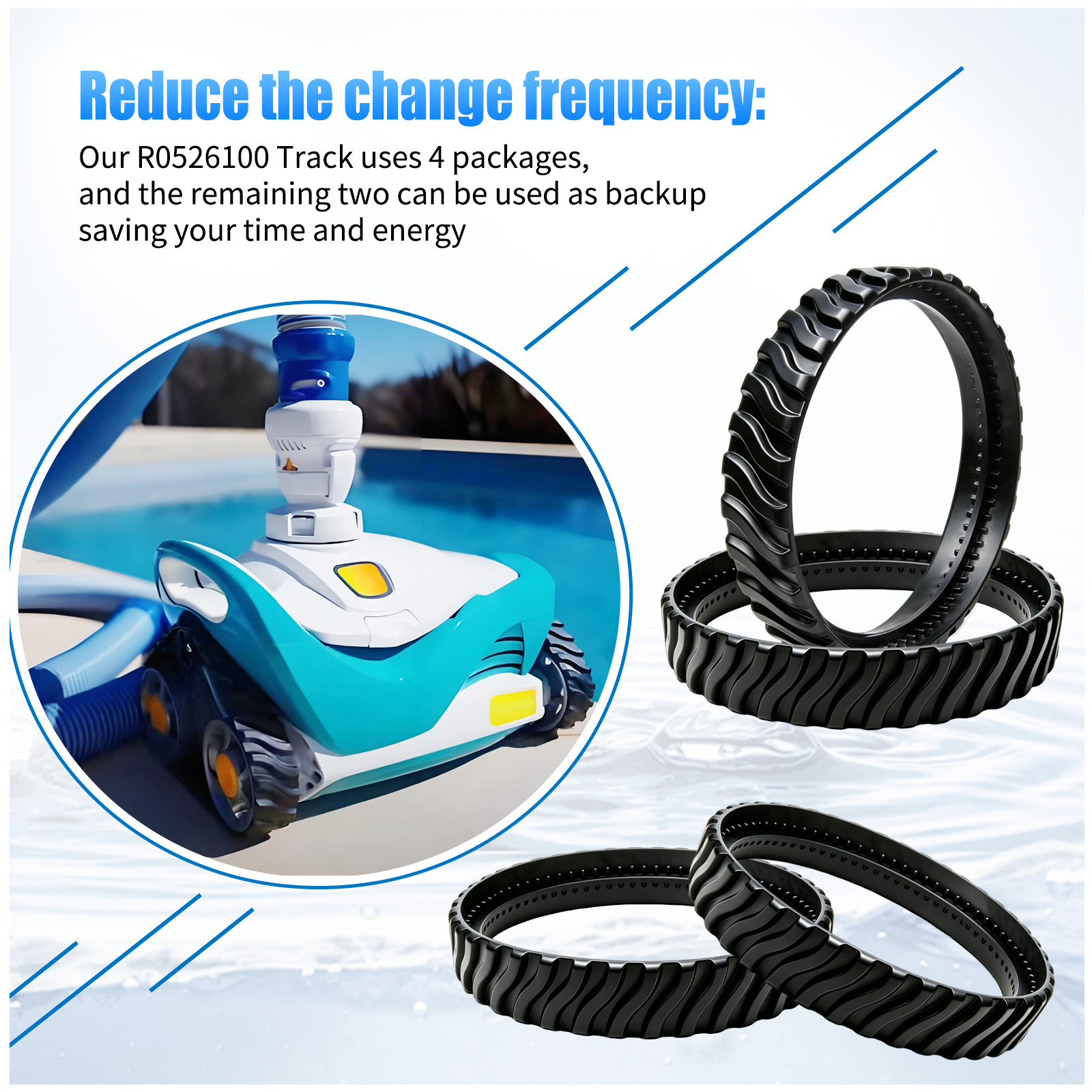 4X Pool Cleaner Tire Track R0526100 Fit for Zodiac Baracuda MX8 / MX6 Elite