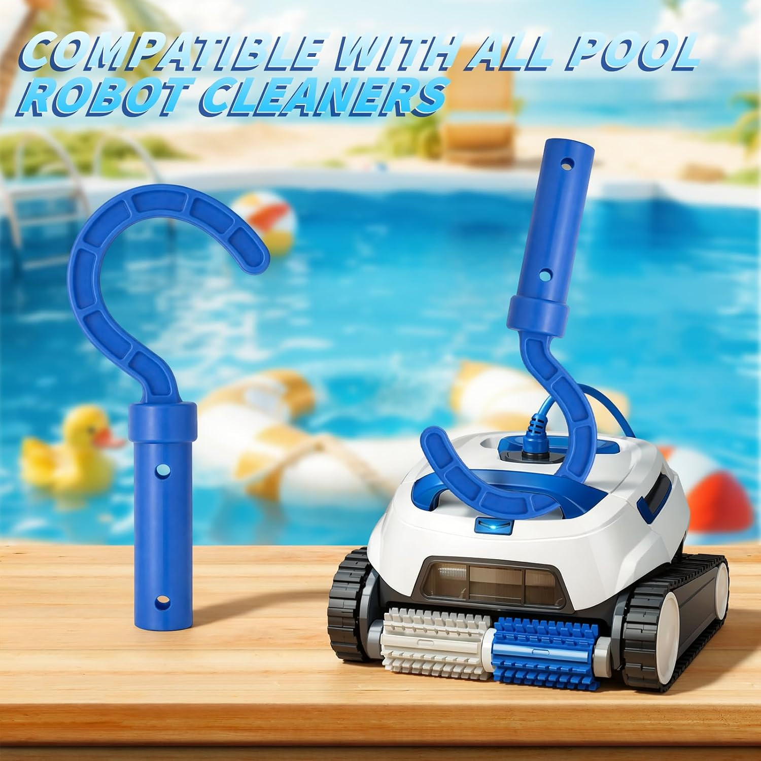 Hushee Hook for All Robotic Pool Cleaner with 45 » Telescopic Aluminum Pole Deep