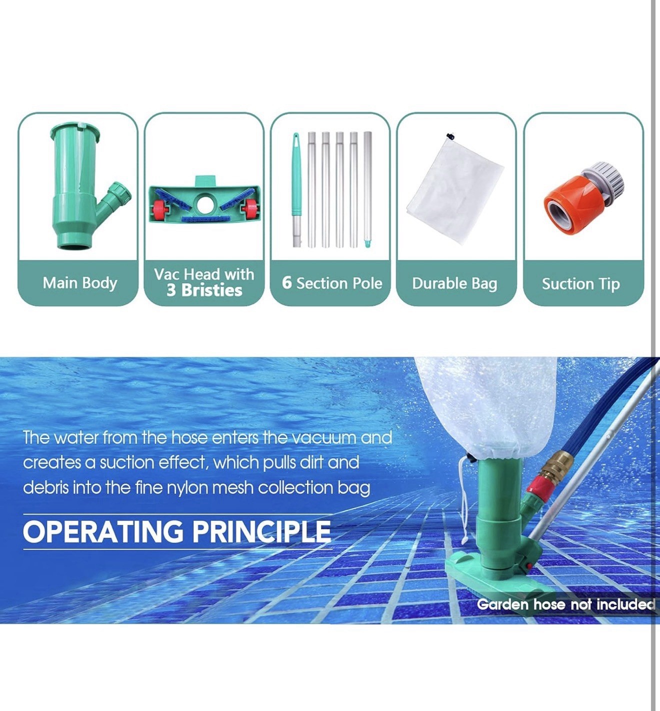 2-in-1 Pool & Pond Vacuum Cleaner with High Suction and Easy Assembly – 56.5&Prime;