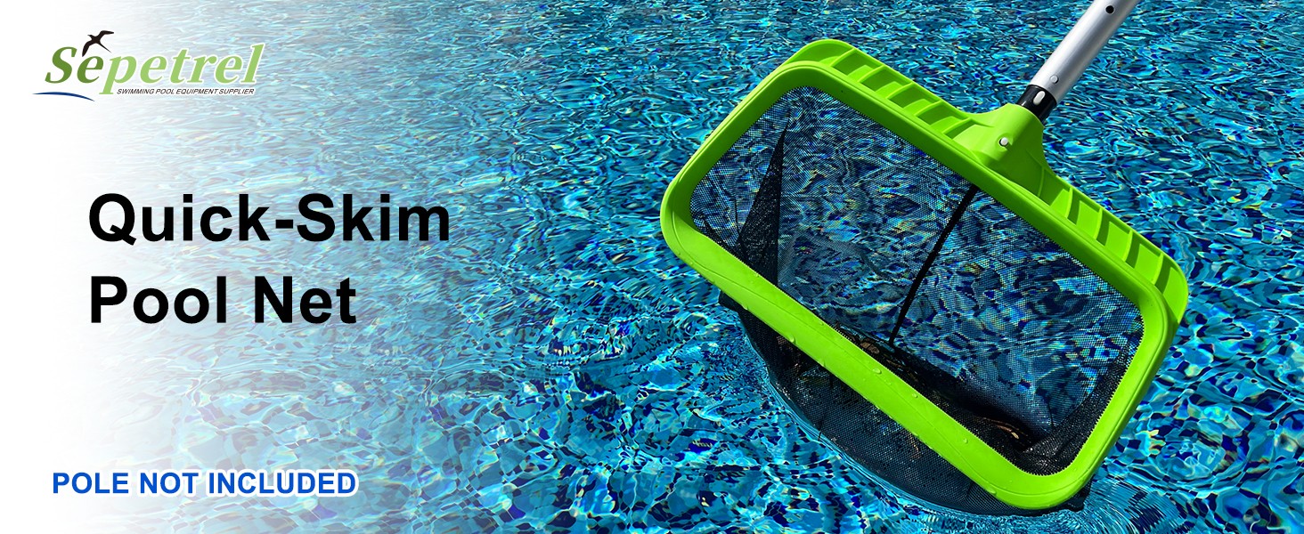 Swimming Pool Leaf Skimmer Net, Reinforced Frame Deep Rake Net