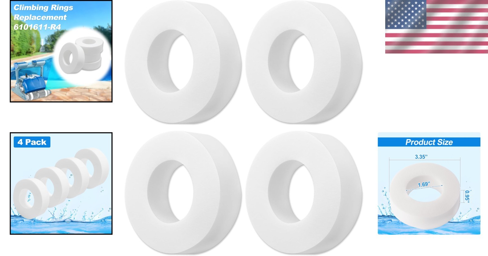6101611-R4 Climbing Rings Compatible with Maytronics Dolphin Nautilus cc Plus Ro