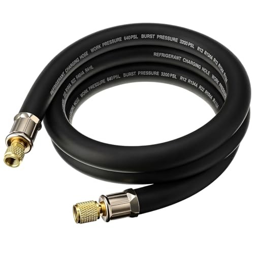 HVAC Refrigerant Charging Vacuum Hose, 6 ft, 800 Psi 3/8&Prime; to 1/4&Prime; Fittings