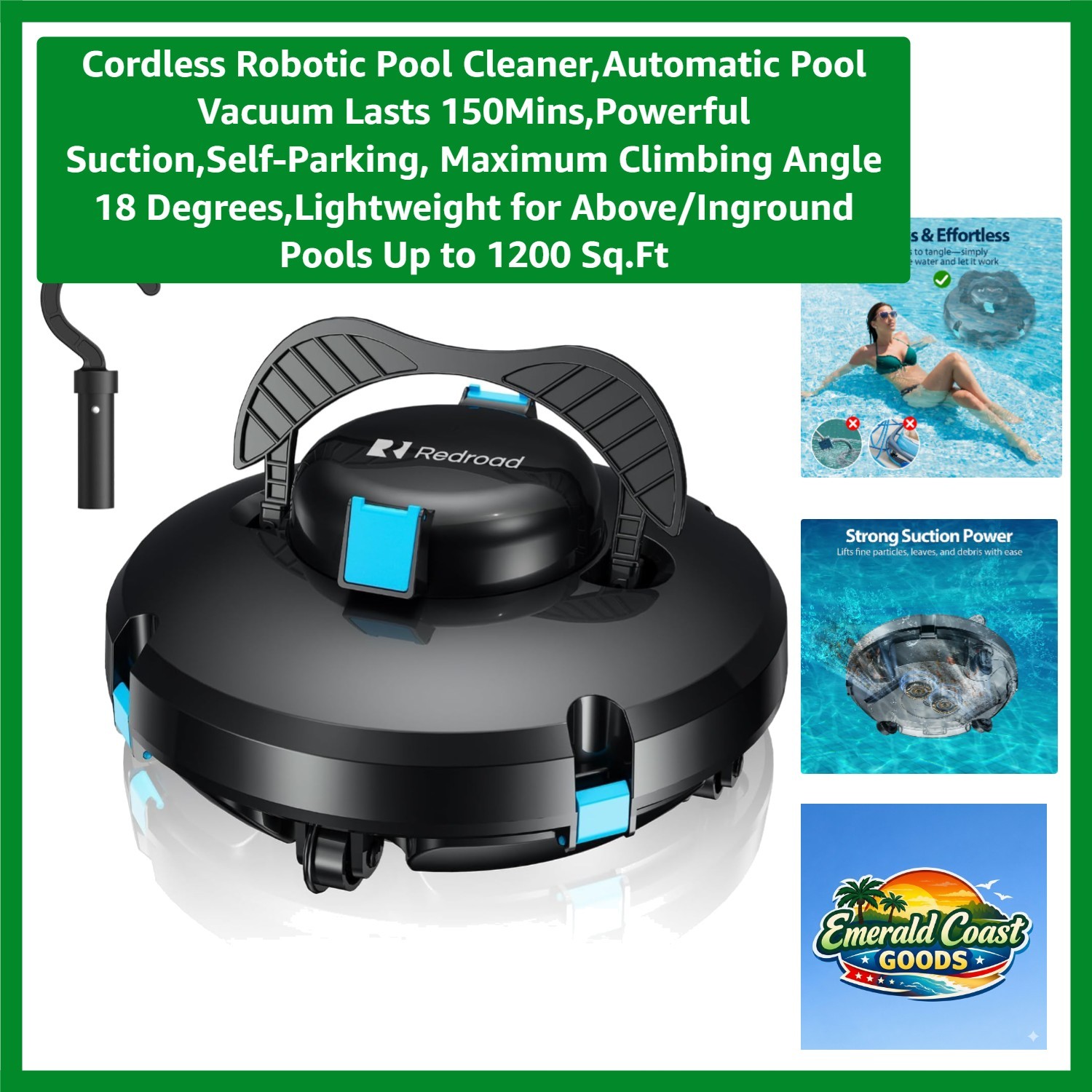 Automatic Pool Vacuum with Powerful Suction – Ideal for Pools Up to 1200 Sq.Ft