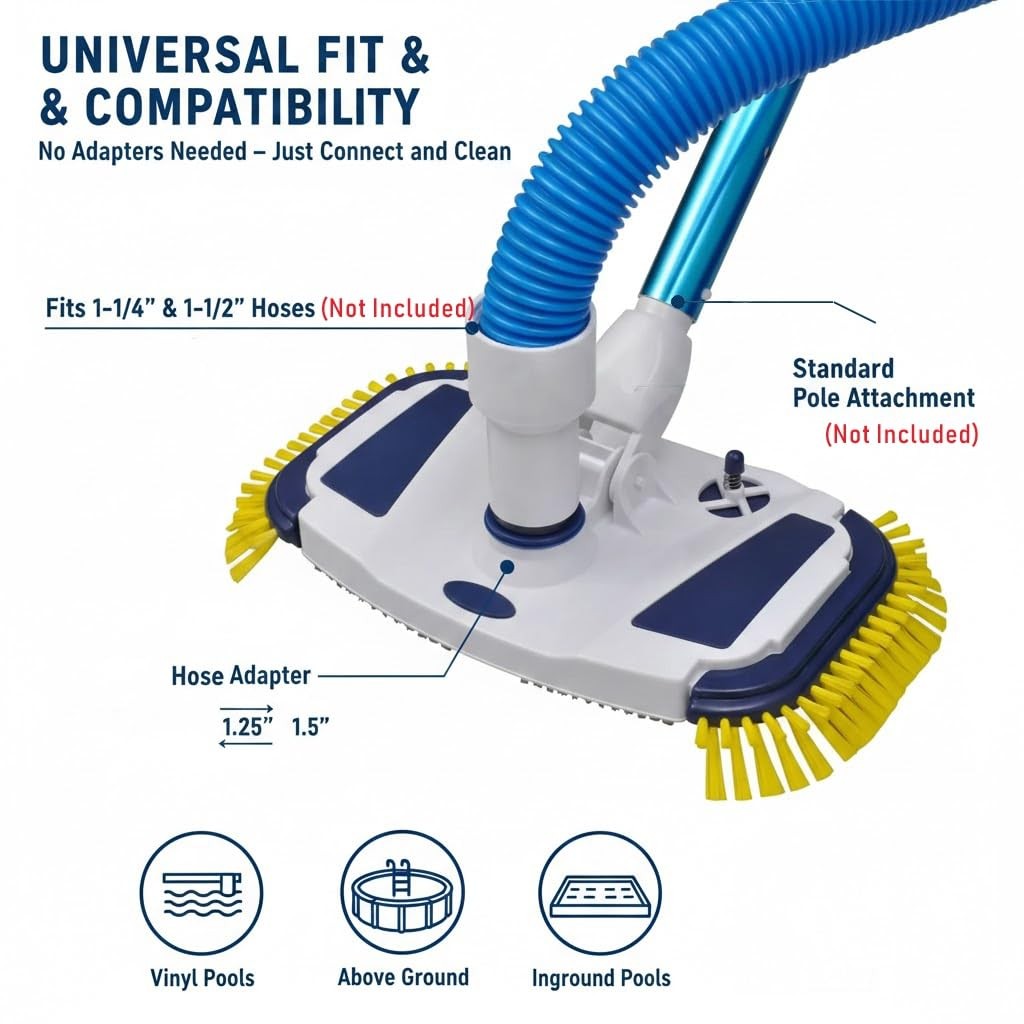 Weighted Pool Vacuum Head – Manual Cleaner for Above & Inground Pools