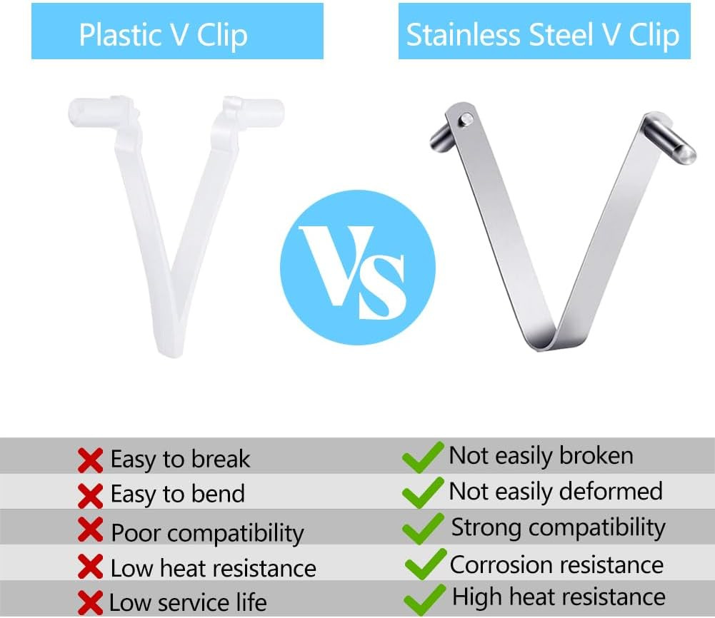 3 PCS Pool Brush V-Shaped Clip,Stainless Steel Universal Pool Pole Butterfly V-C