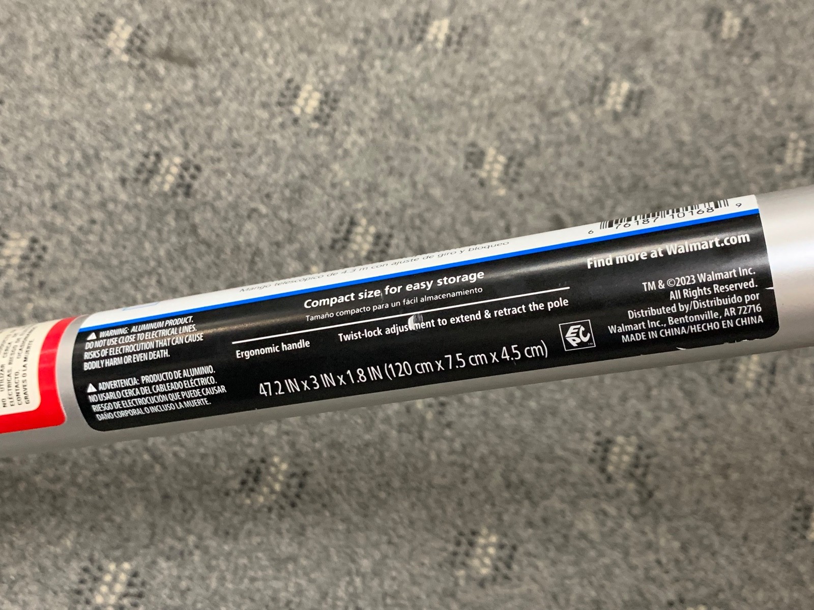 14 ft Aluminum Telescopic Pool Pole in Silver & Teal Extendable Twist