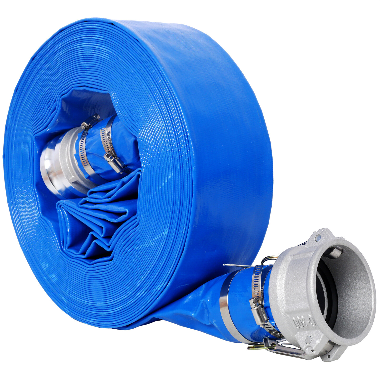 Discharge Hose 3&Prime;x 100FT PVC Lay Flat Hose Backwash Drain Hose w/ Clamps