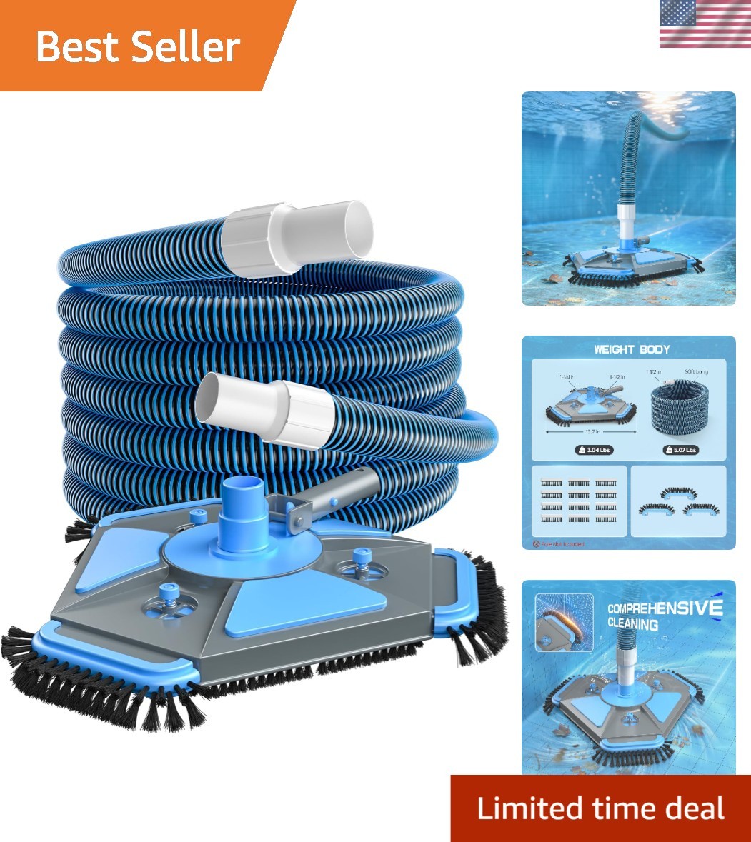 Effortless Pool Cleaning: Heavy Duty Vacuum Head & 30FT Kink-Resistant Hose