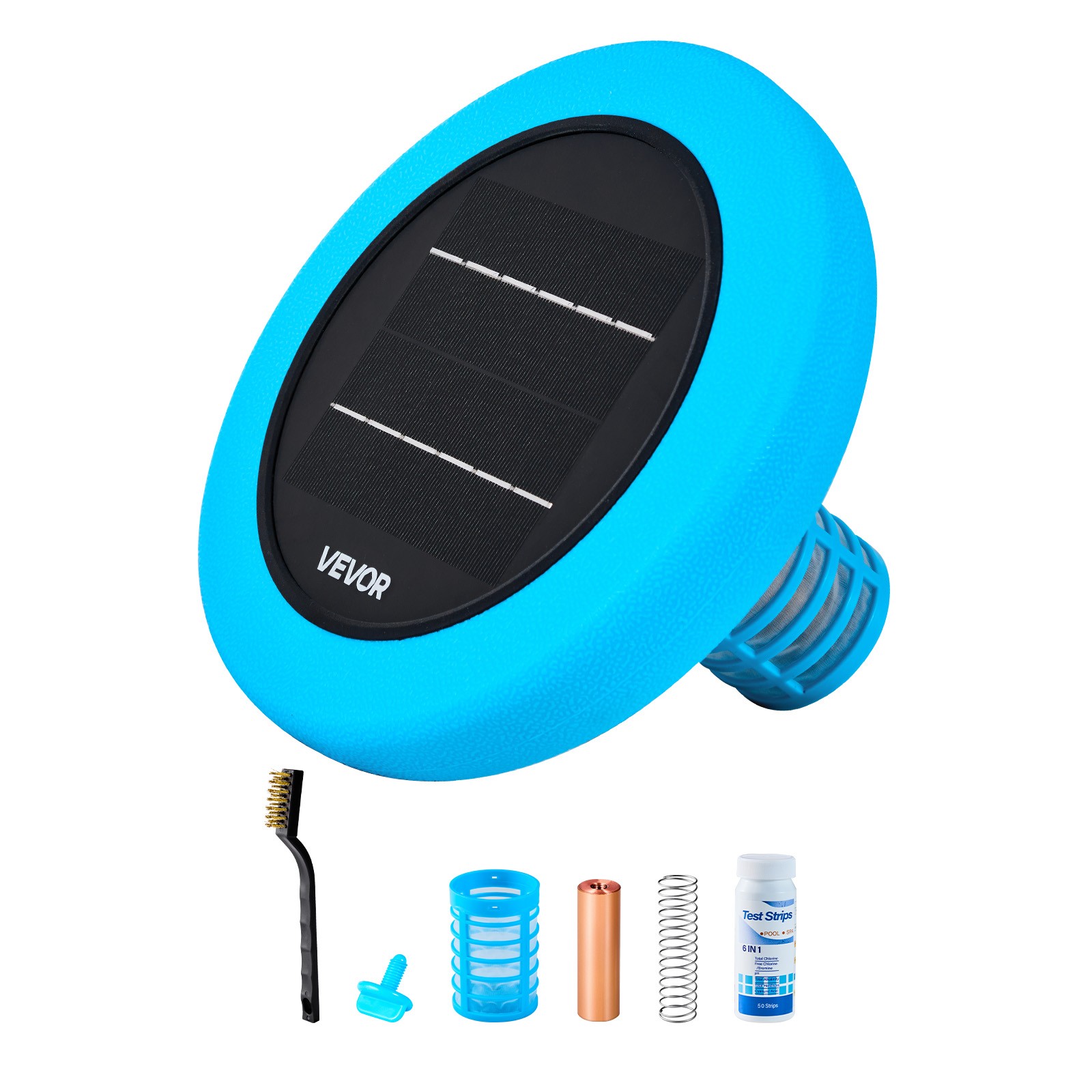 VEVOR Solar Pool Ionizer Round Copper Pool Ionizer Up to 45000 Gal for Pool Blue