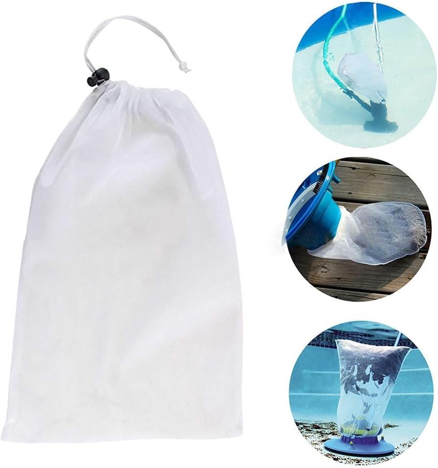 4 Pcs Pool Vacuum Replacement Mesh Bag Pool Cleaner Bags Drawstring Fine Mesh…