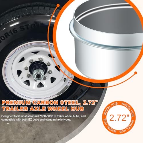 4 Pack 2.72&Prime; Trailer Hub Dust Caps Trailer Axle Wheel Hubs for 7000–8000 lb