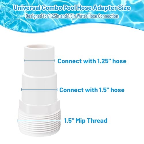 Pool Hose Adapter of 1-1/4&Prime; to 1-1/2&Prime; with Plumbers 2-pack with accessories