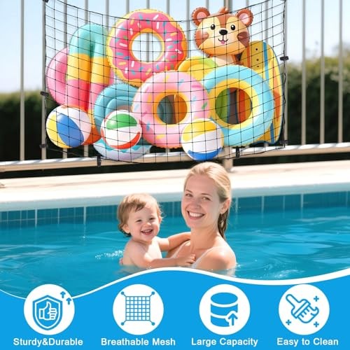 1 Piece Extra Large Pool Float Storage Net 70.8×47.2 inches with 20 70.8*47.2&Prime;