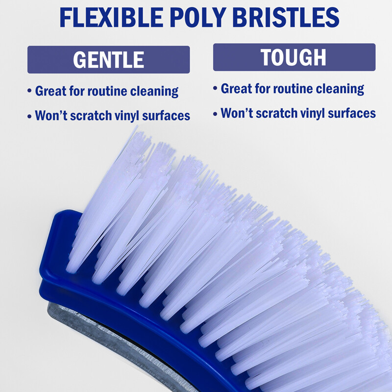 17&Prime; Curved Wall Floor Brush Aluminum Back for In/Above Ground Swimming Pool