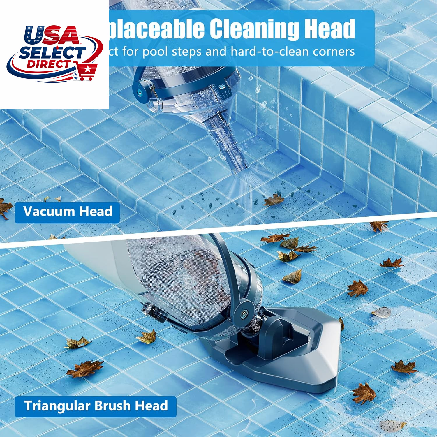 Handheld Pool Vacuum with Telescopic Pole, Rechargeable, 60 Min Run Time