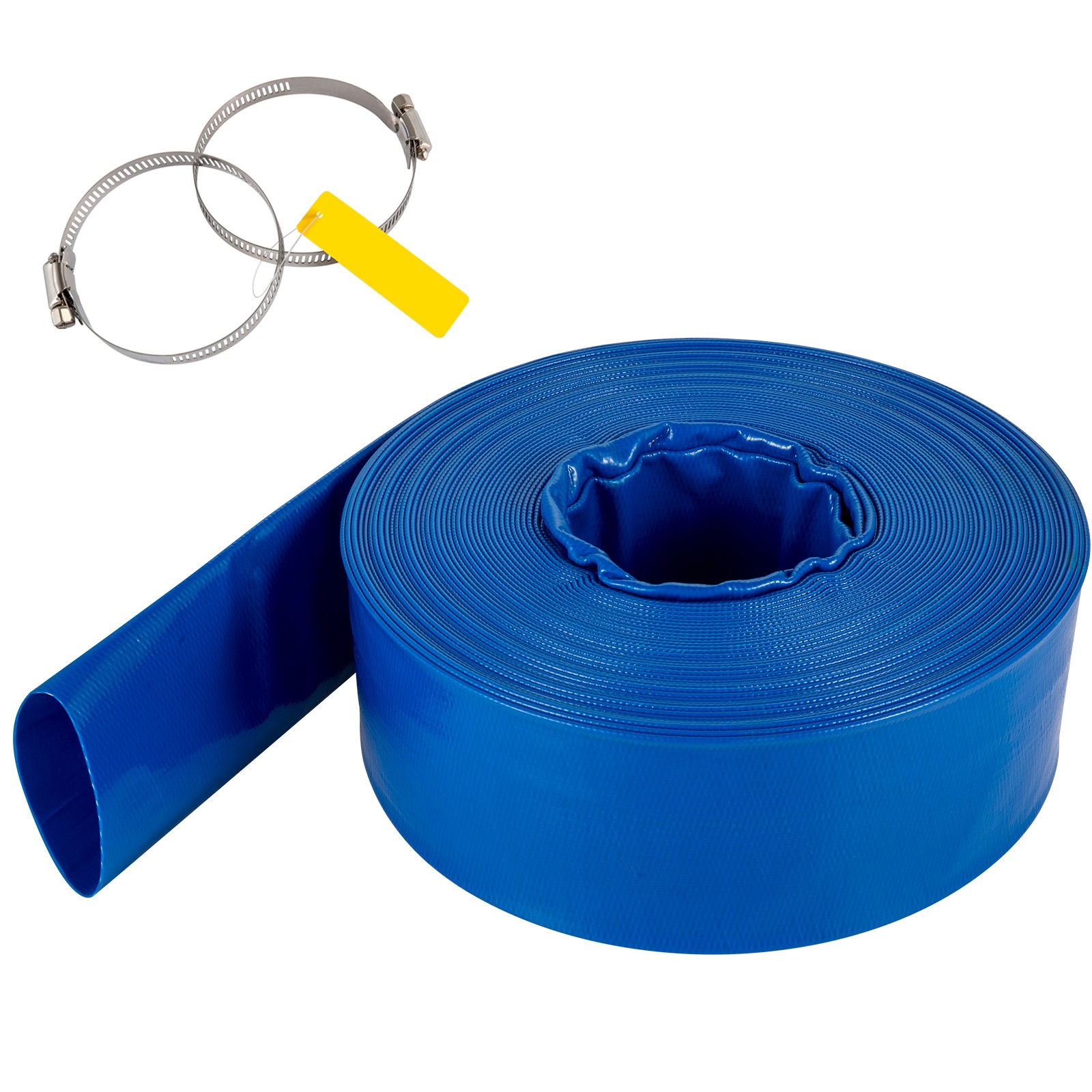 Uimoso Discharge Hose Lay Flat Hose 2&Prime; x 105&prime; PVC Backwash Drain Hose w/Clamp