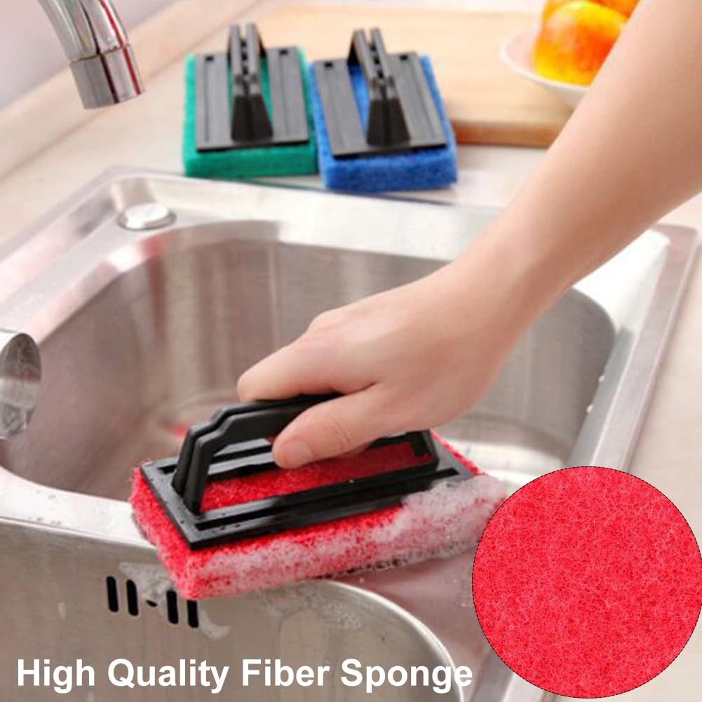 3 Pcs Hand-Held Pool Scrub Brush, Pool Cleaning Scrubbing Sponge Pad, Bathroo…