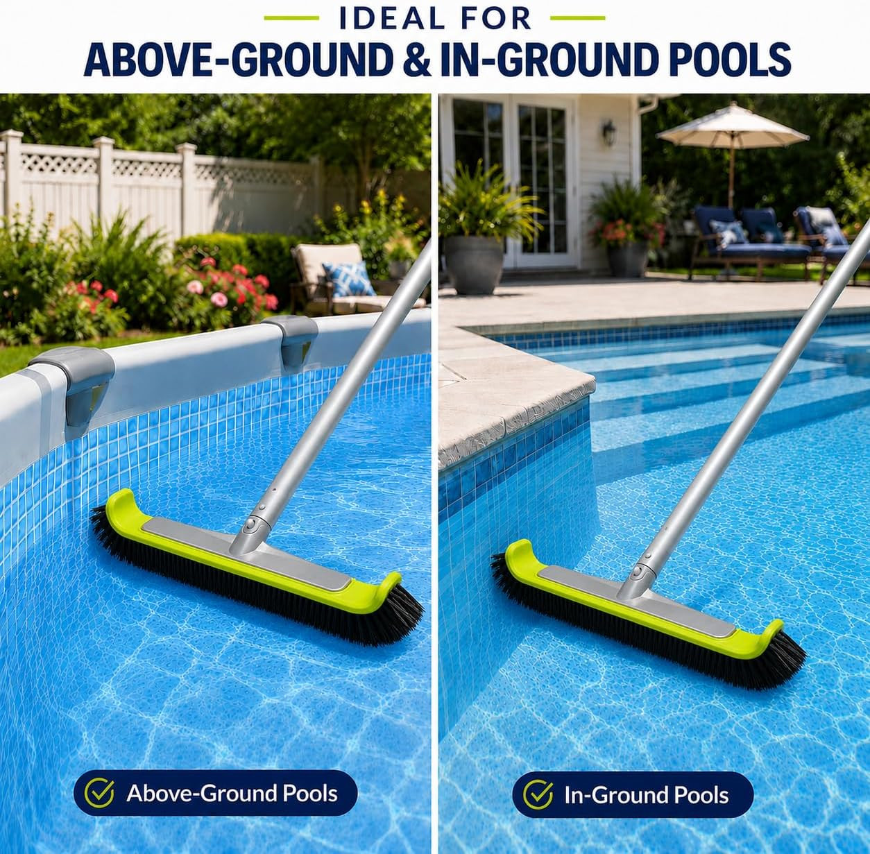 17.5&Prime; Pool Brush Head for Cleaning Walls,Heavy Duty Inground/Above Ground Swimmi