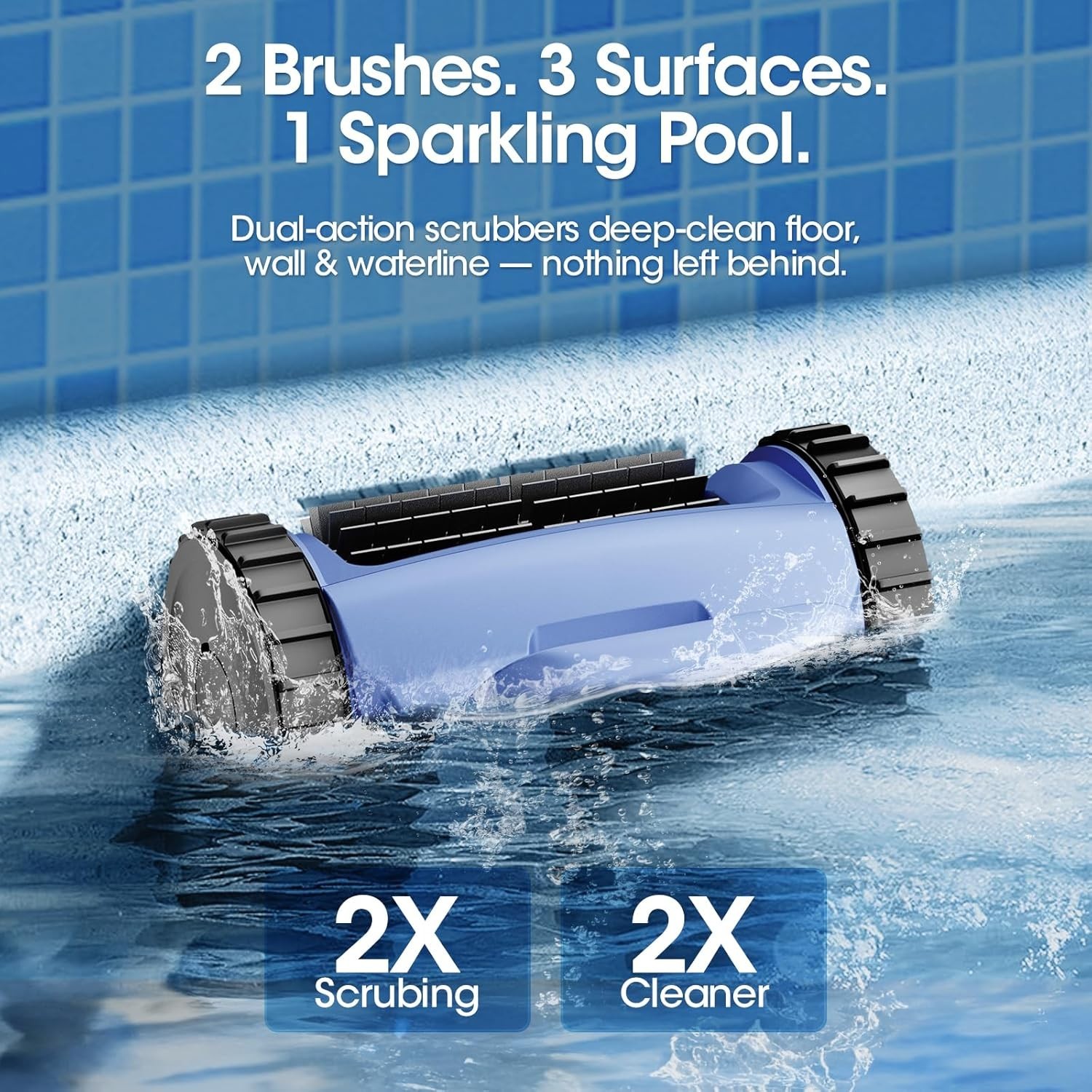 Cordless Robotic Pool Vacuum with Smarter Navigation 150Min Runtime Blue