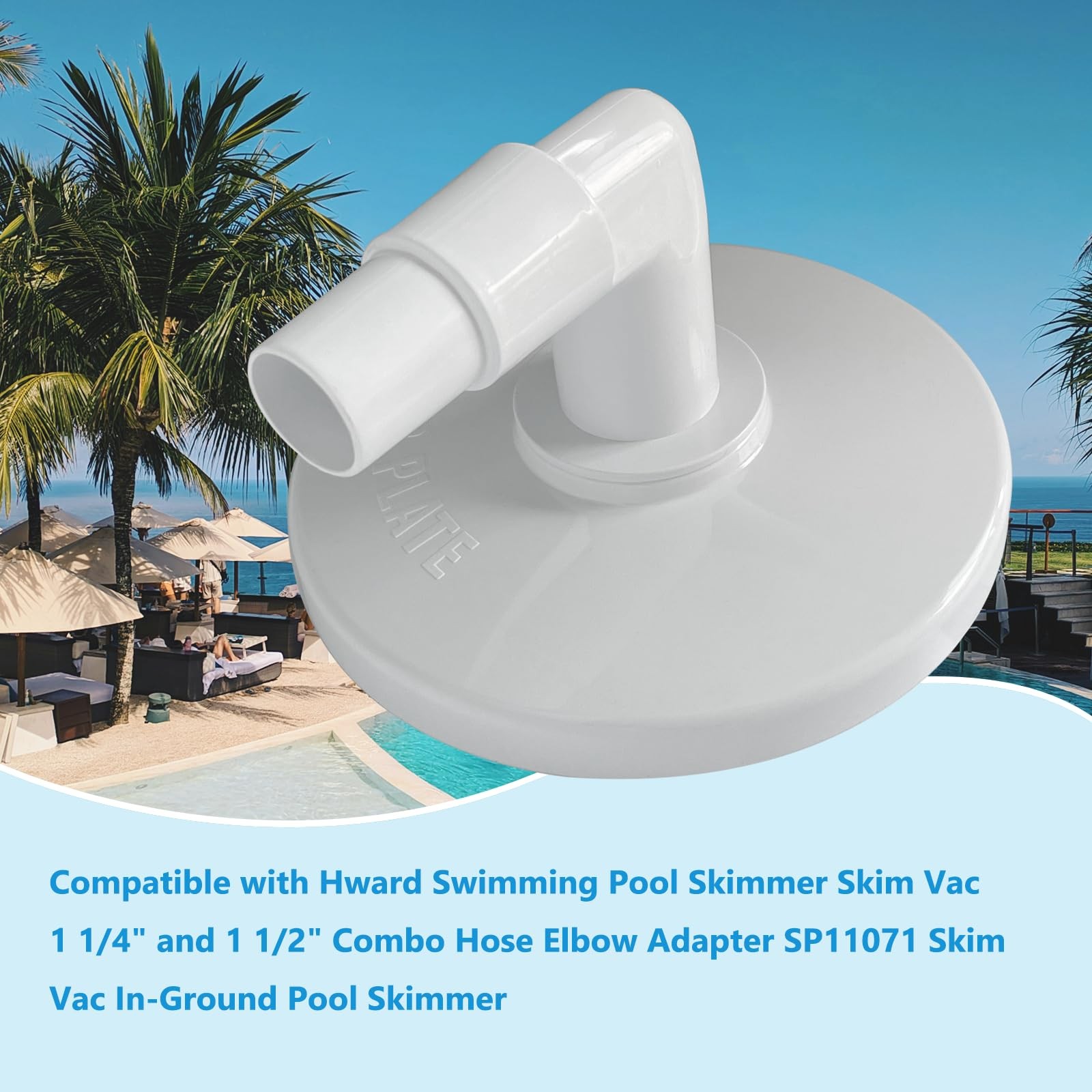 7.25 Inch Pool Skimmer Vacuum Plate with Combo Hose Elbow Adapter