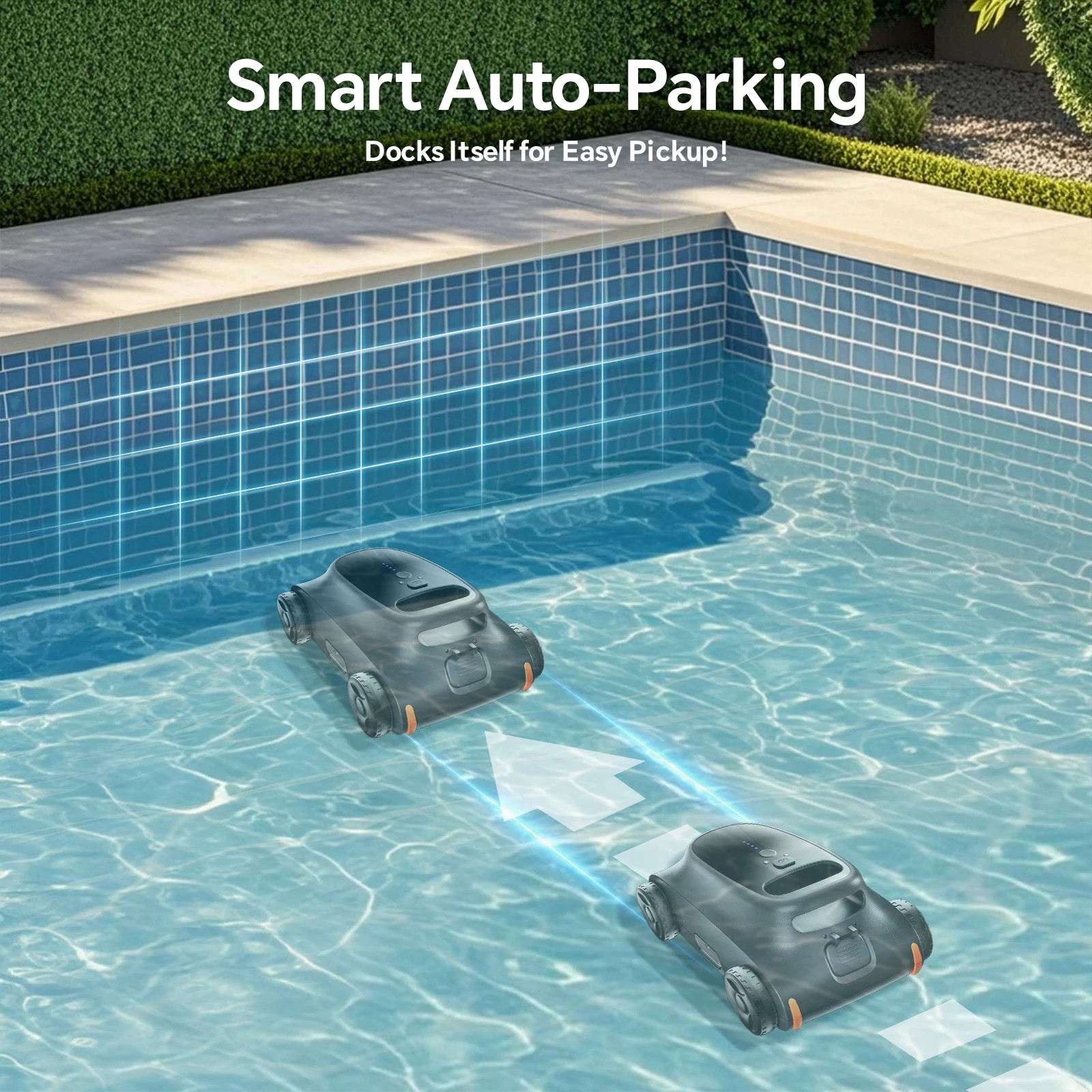 SAT 10 Cordless Robotic Pool Cleaner/Vacuum, 180 Mins Runtime, Up to 2000 Sq.ft