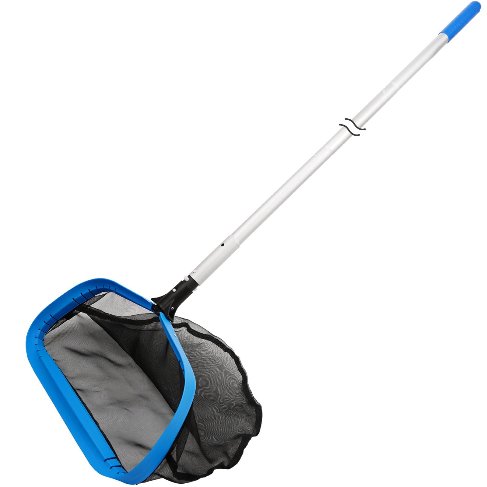 17.5in Selfrepair Pool Net w/10 Ft Pole 8 Sections Nylon Mesh Bag Inground