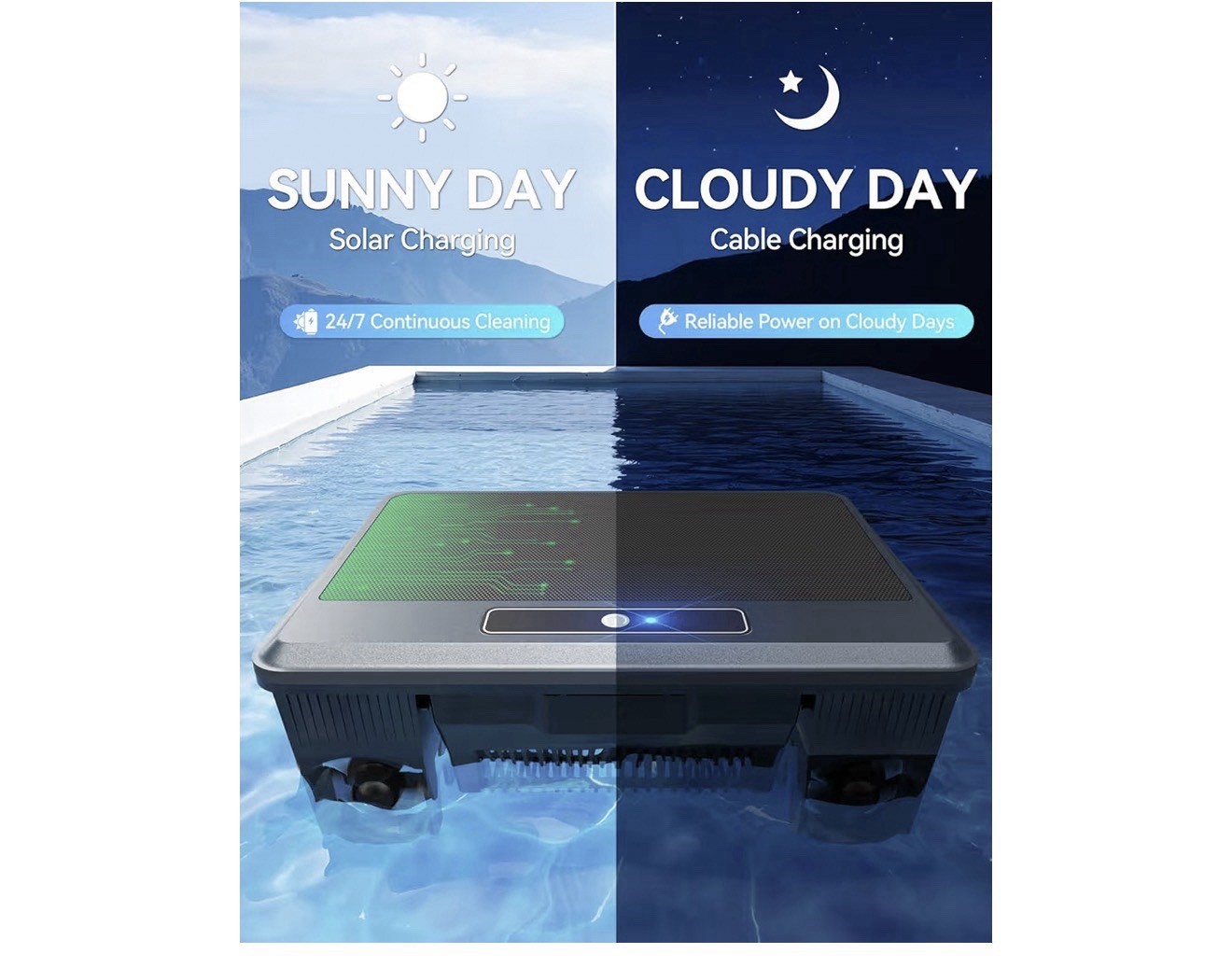amazen F1T Solar Robotic Pool Skimmer, Remote/App, Self-Docking, Gray