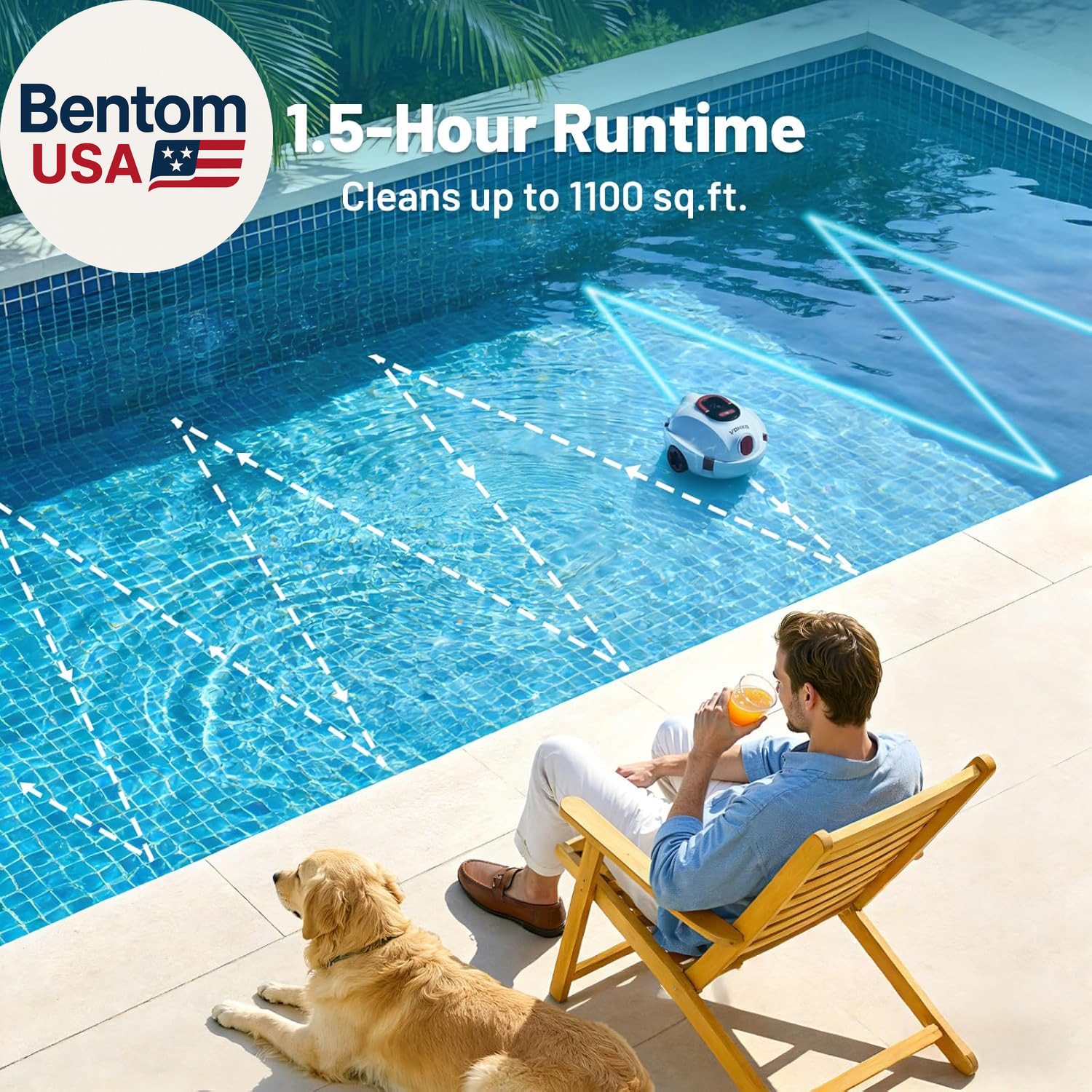 P10 Cordless Robotic Pool Cleaner, 100-Min Runtime, Pool Vacuum for above Ground