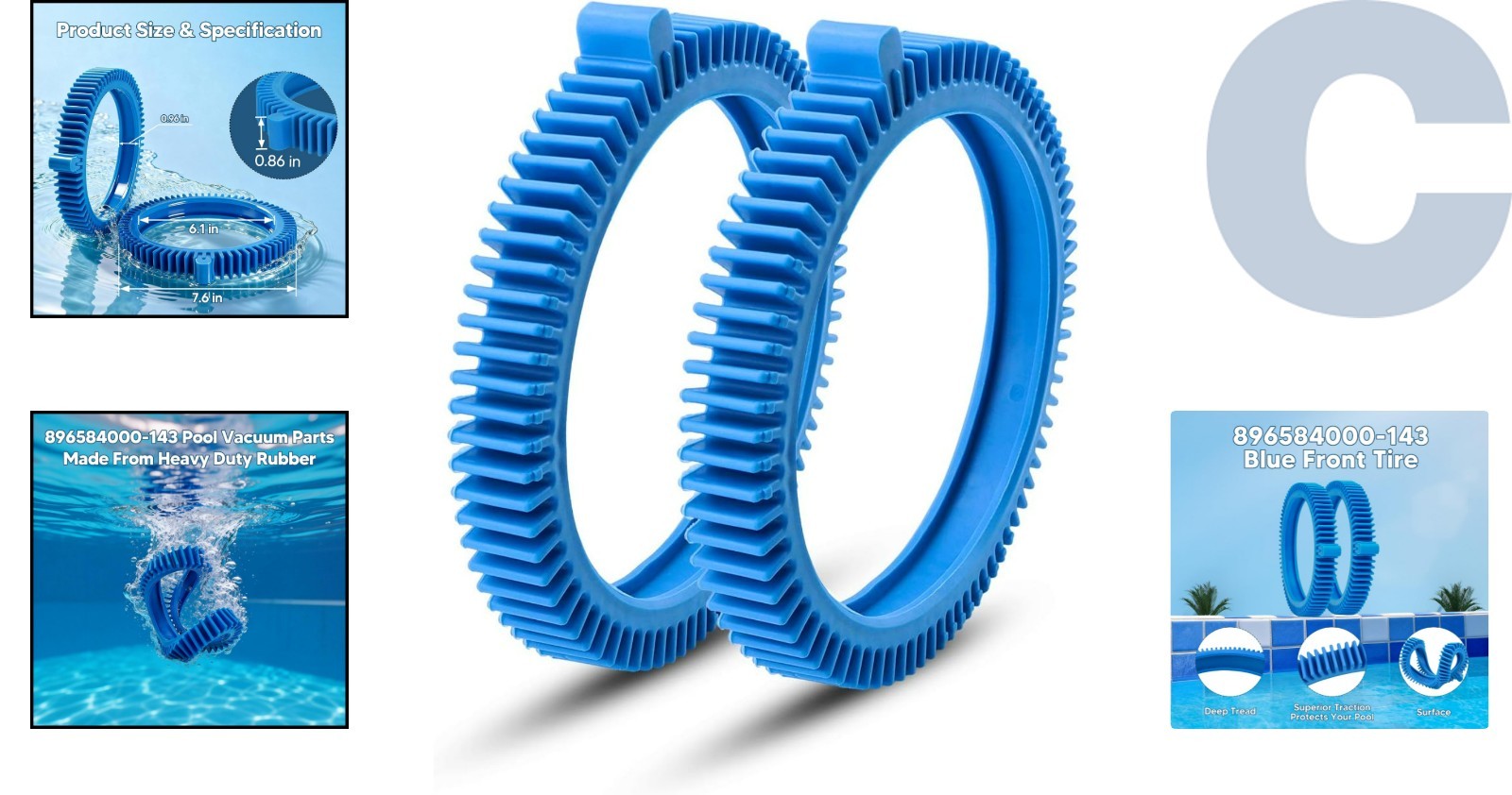 Suction-Powered Blue Tire Kit for Hayward Pool Cleaners – Easy Install