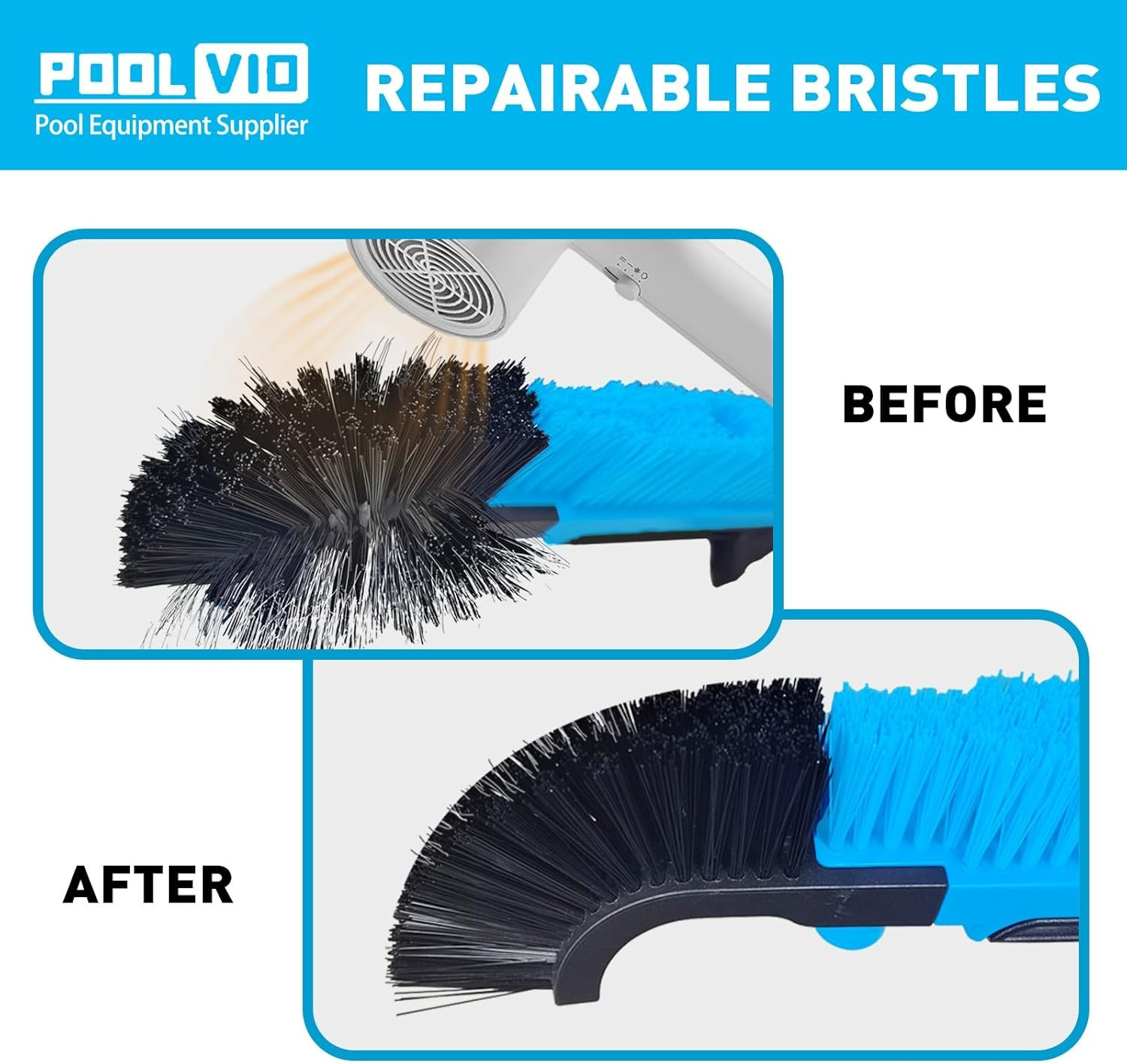 22&Prime; Extra-Wide Pool Brush Head, Heavy-Duty Pool Scrubber Brush with Detachable C