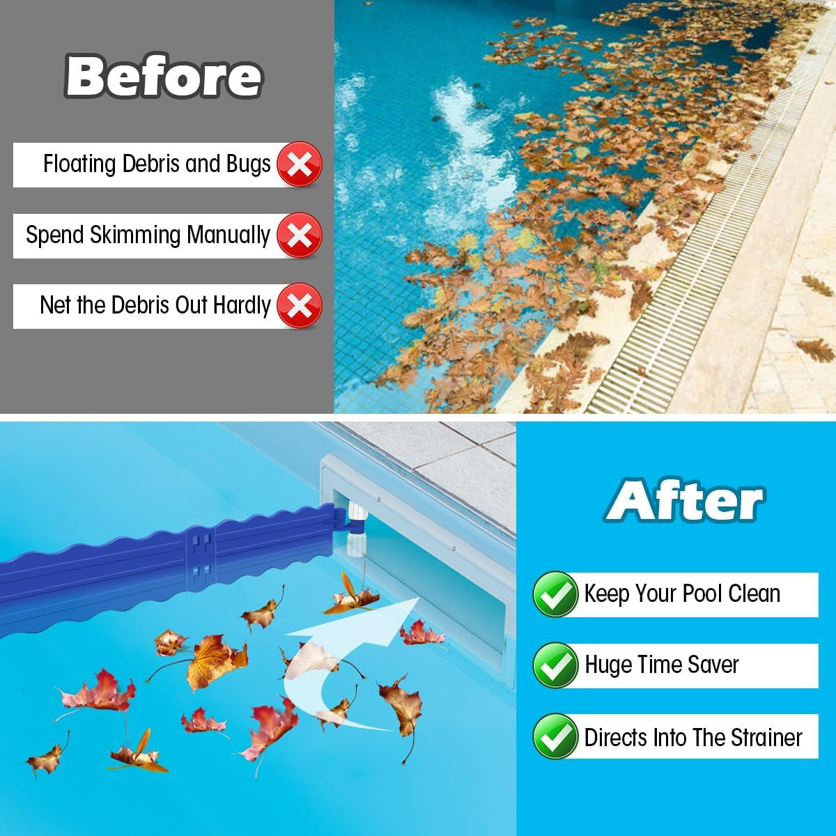 Pool Debris Catcher Skimmer Leaf Remover Accessories Kit – Blue