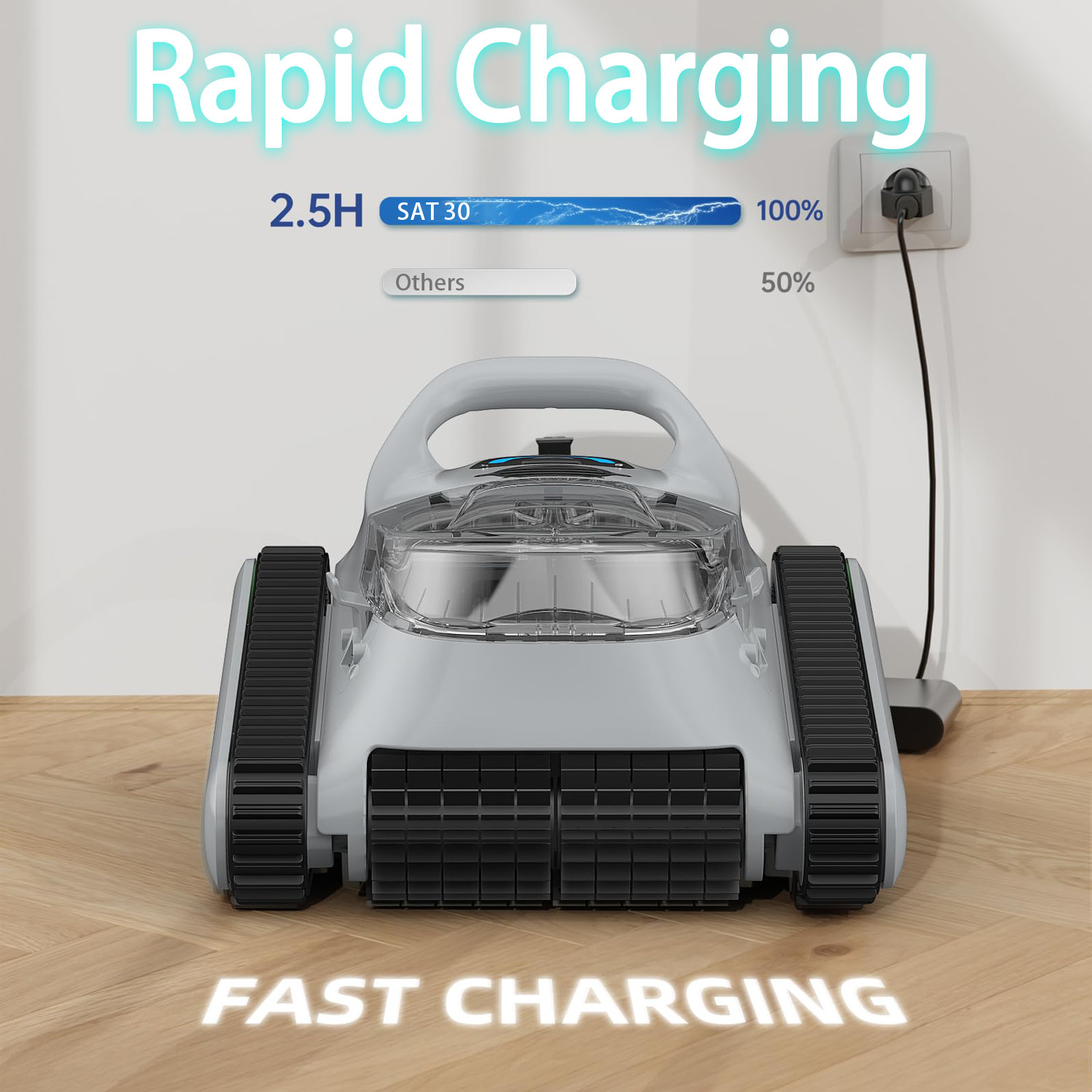 New Cordless Robotic Pool Cleaner | 120W Brushless Motor Pool Vacuum，APP Control
