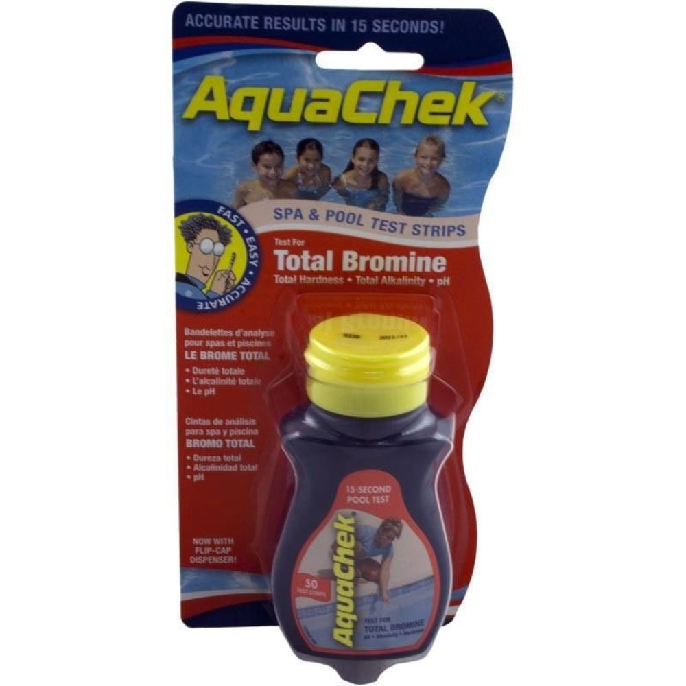 AquaChek 521252A 4-in-1 Total Bromine Red Test Strips – 50 Count