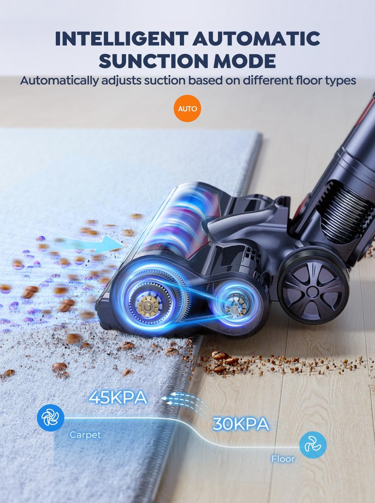 Cordless Vacuum Cleaner, 2 Batteries 110 Mins Runtime Vacuum Cleaners for Hom…